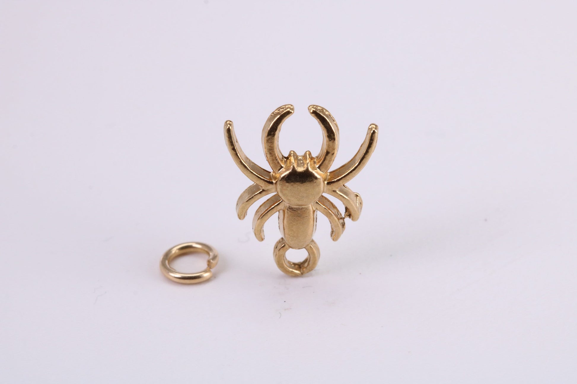 Spider Charm, Traditional Charm, Made from Solid Yellow Gold, British Hallmarked, Complete with Attachment Link