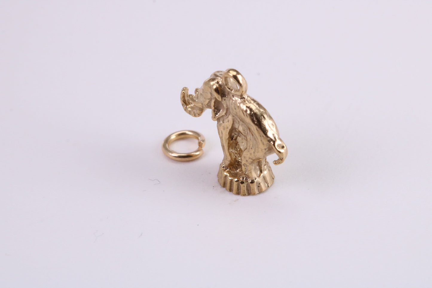 Circus Elephant Charm, Traditional Charm, Made from Solid Yellow Gold, British Hallmarked, Complete with Attachment Link