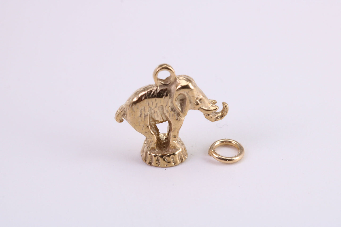 Circus Elephant Charm, Traditional Charm, Made from Solid Yellow Gold, British Hallmarked, Complete with Attachment Link