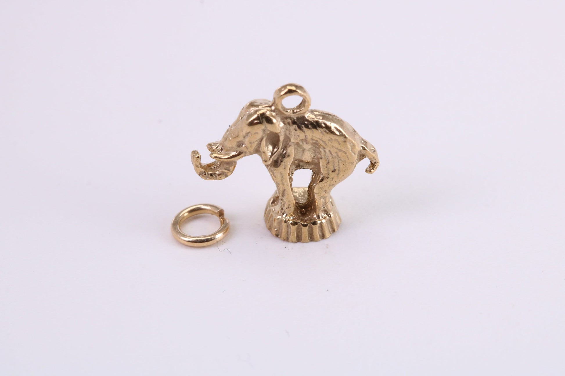 Circus Elephant Charm, Traditional Charm, Made from Solid Yellow Gold, British Hallmarked, Complete with Attachment Link