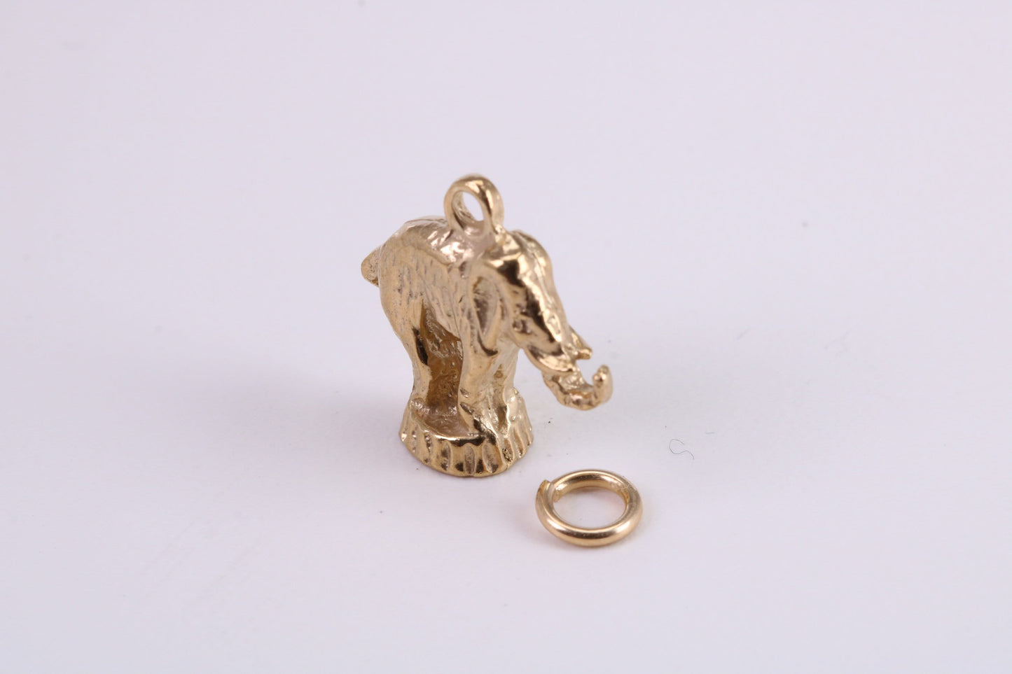 Circus Elephant Charm, Traditional Charm, Made from Solid Yellow Gold, British Hallmarked, Complete with Attachment Link