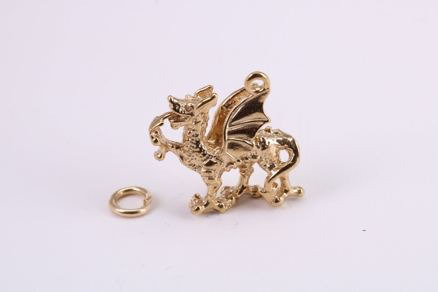 Welsh Dragon Charm, Traditional Charm, Made from Solid Cast Yellow Gold, British Hallmarked