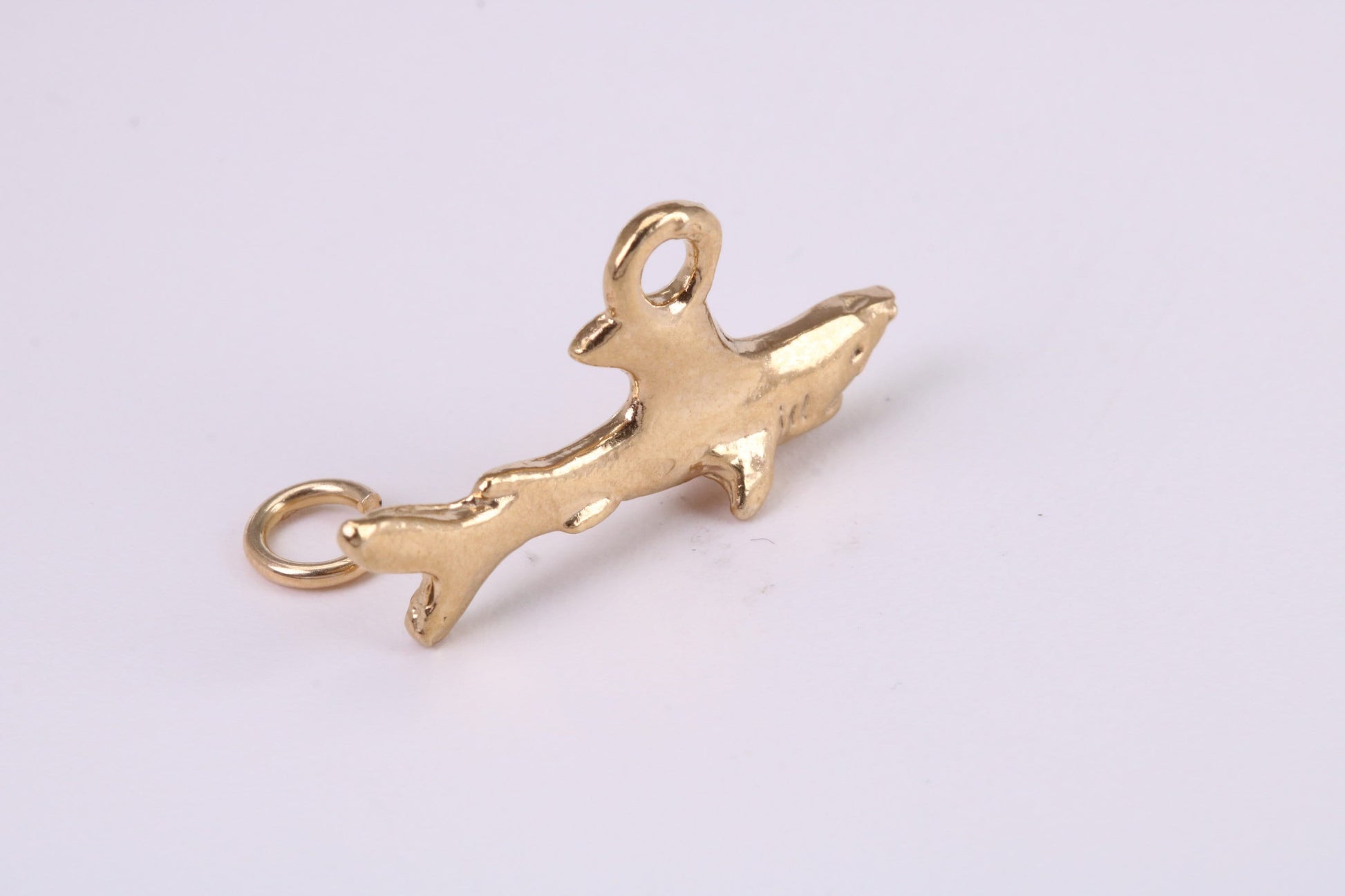Shark Charm, Traditional Charm, Made from Solid Yellow Gold, British Hallmarked, Complete with Attachment Link