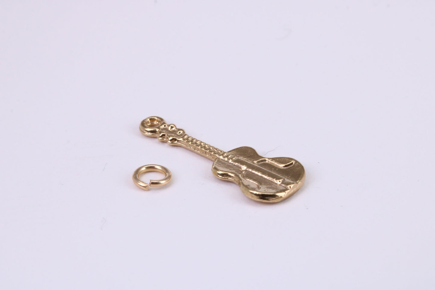 Guitar Charm, Traditional Charm, Made from Solid Yellow Gold, British Hallmarked, Complete with Attachment Link