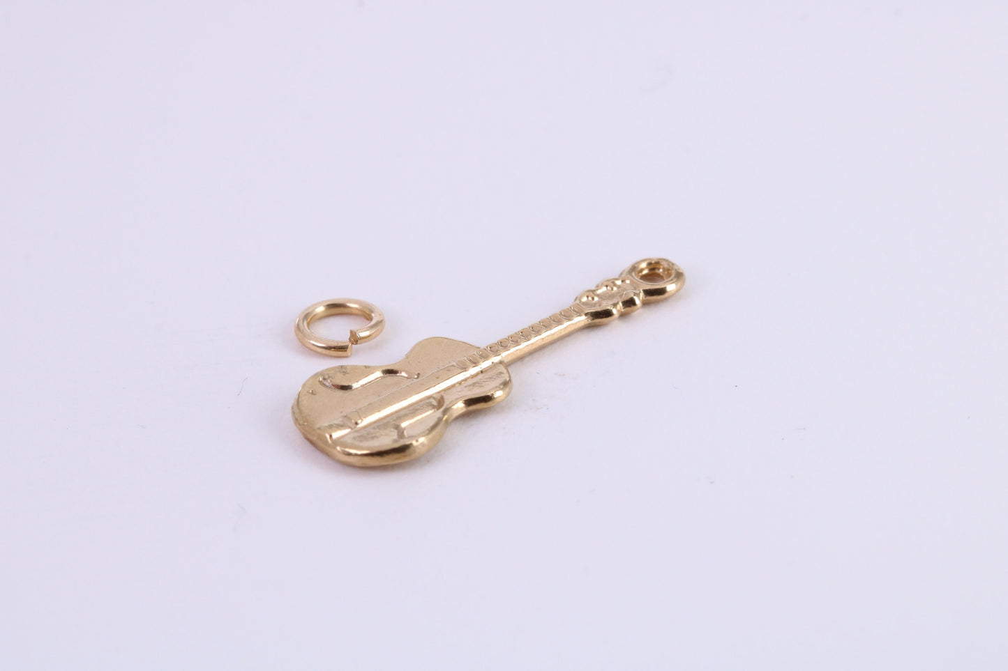 Guitar Charm, Traditional Charm, Made from Solid Yellow Gold, British Hallmarked, Complete with Attachment Link