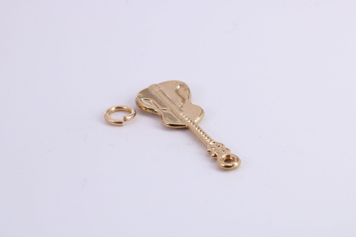 Guitar Charm, Traditional Charm, Made from Solid Yellow Gold, British Hallmarked, Complete with Attachment Link