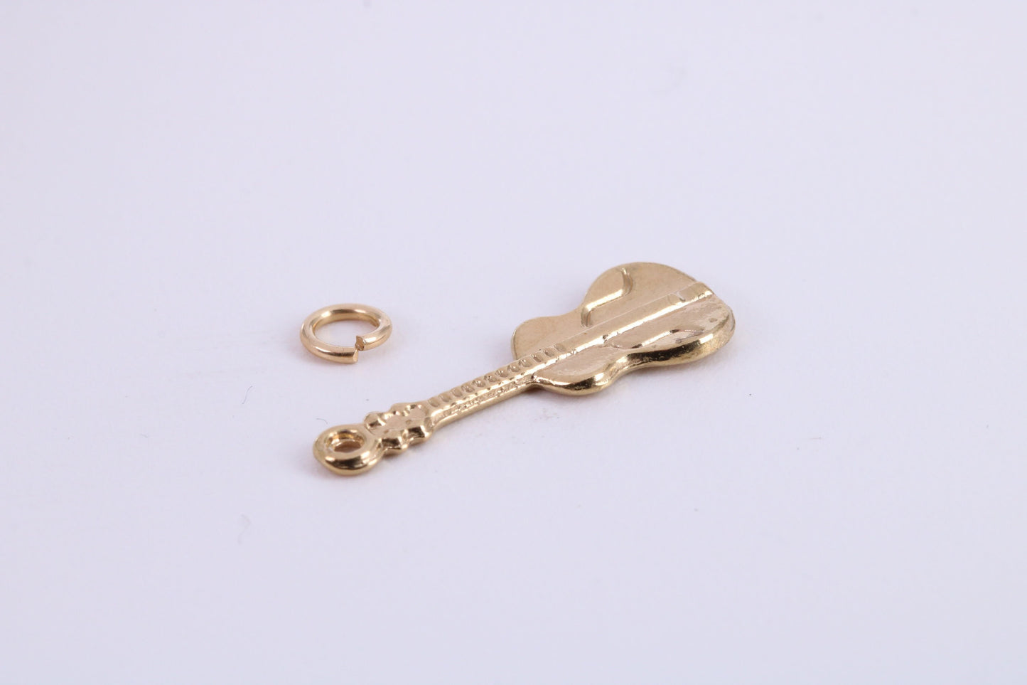 Guitar Charm, Traditional Charm, Made from Solid Yellow Gold, British Hallmarked, Complete with Attachment Link