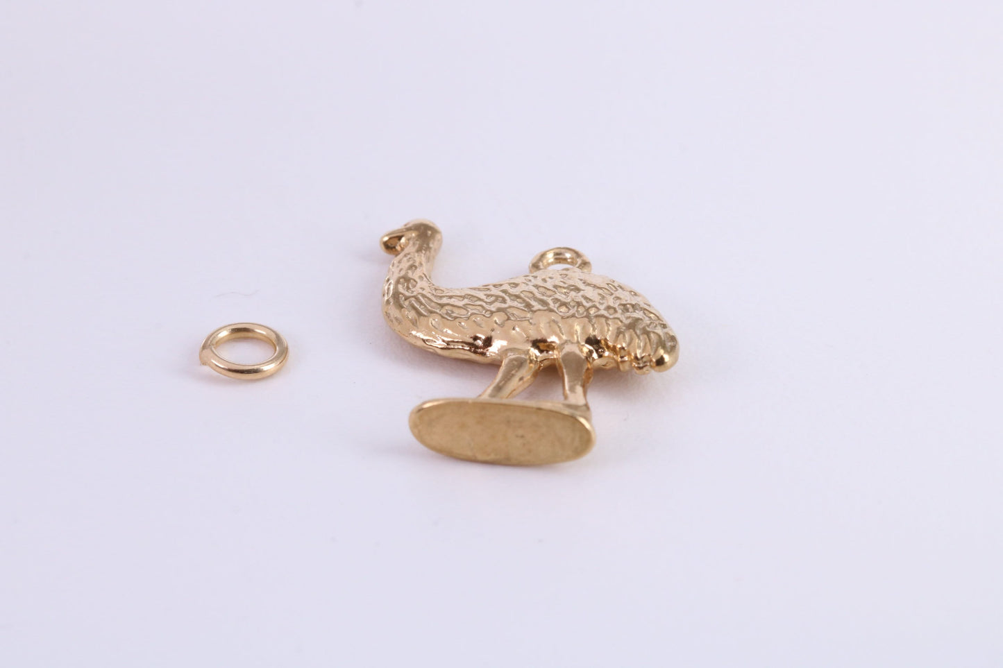 Emu Charm, Traditional Charm, Made from Solid Yellow Gold, British Hallmarked, Complete with Attachment Link