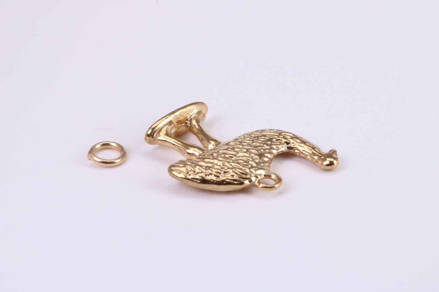 Emu Charm, Traditional Charm, Made from Solid Yellow Gold, British Hallmarked, Complete with Attachment Link