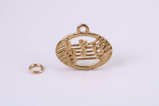 Musical Notes Charm, Traditional Charm, Made from Solid Yellow Gold, British Hallmarked, Complete with Attachment Link