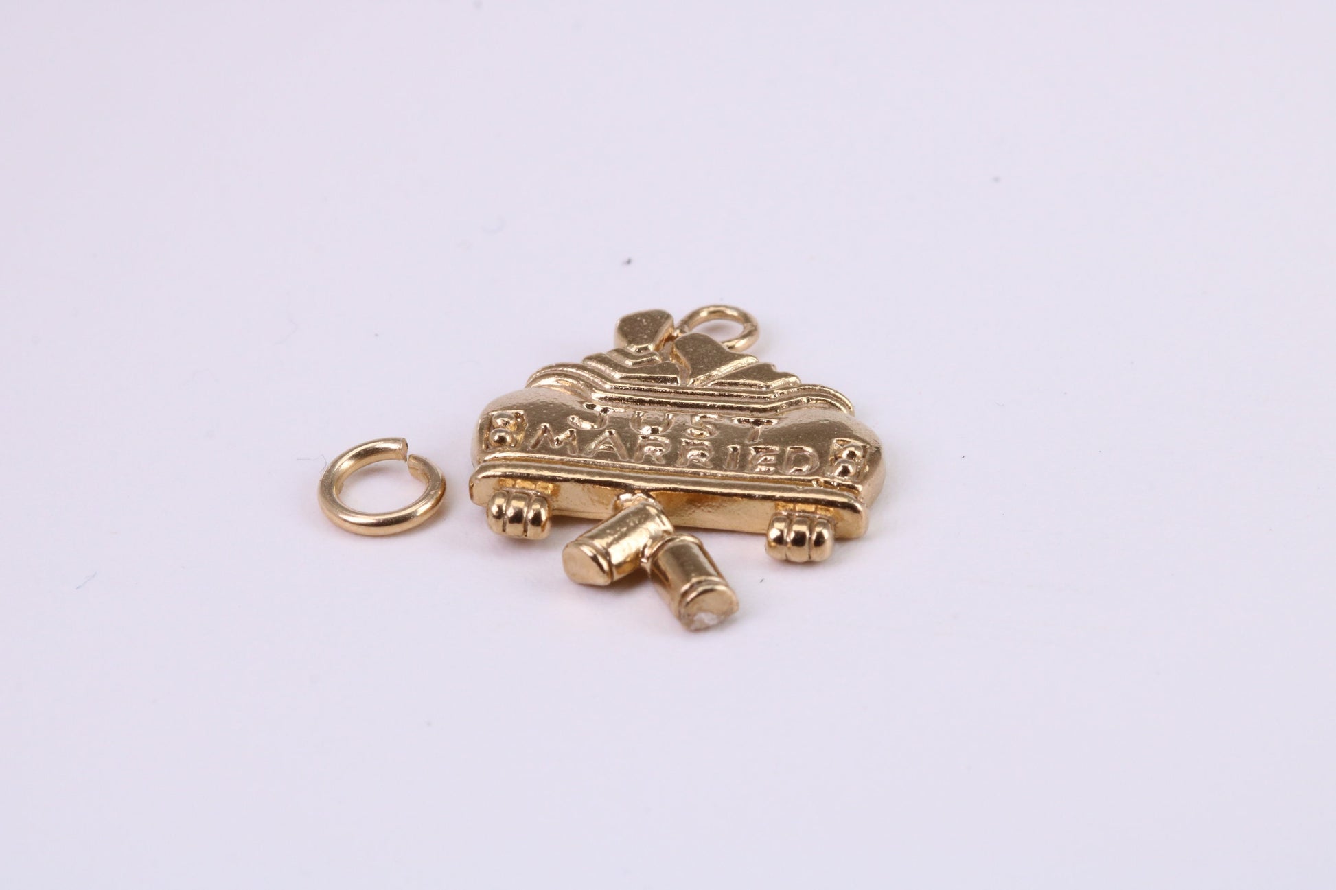 Just Married Charm, Traditional Charm, Made from Solid Yellow Gold, British Hallmarked, Complete with Attachment Link