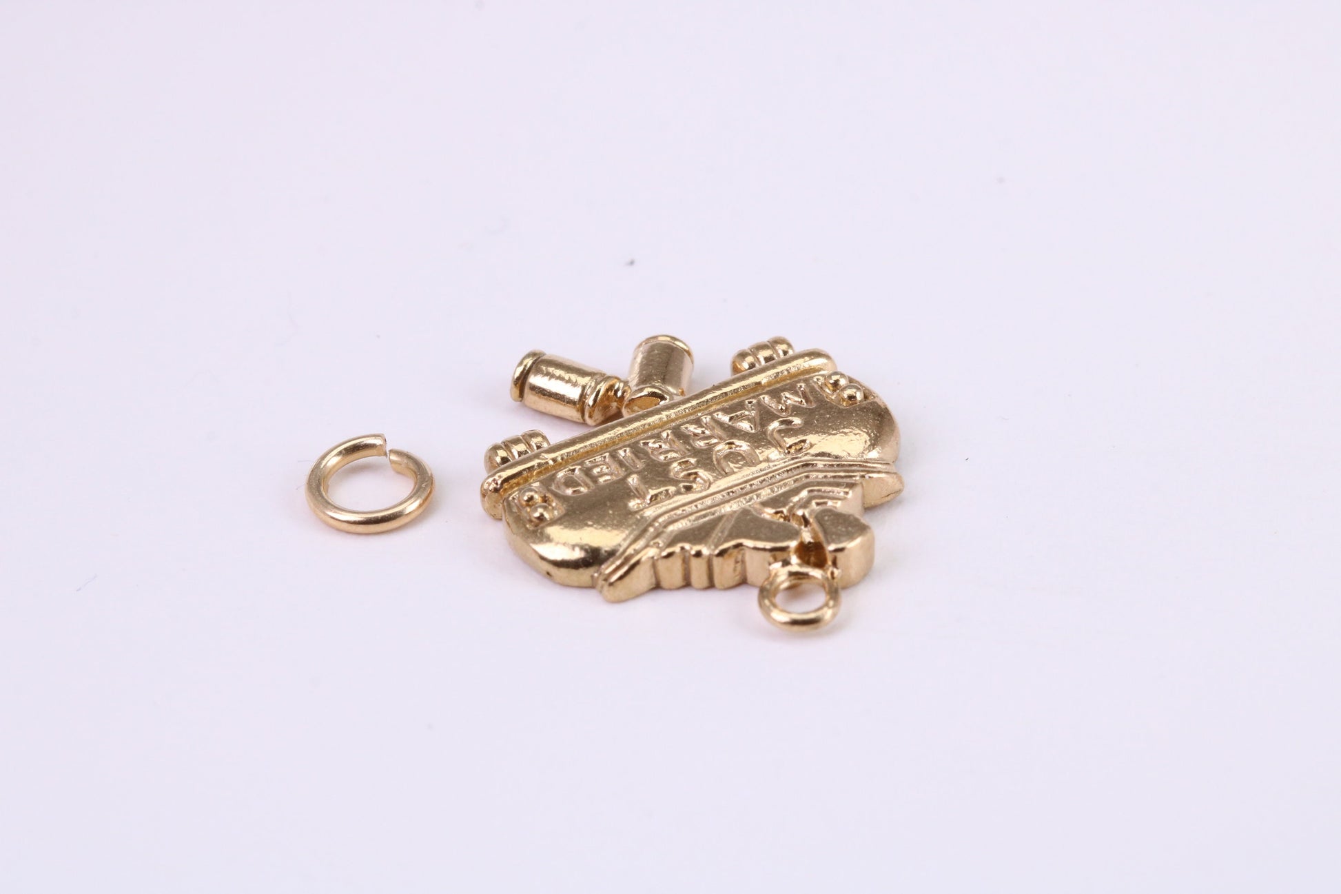 Just Married Charm, Traditional Charm, Made from Solid Yellow Gold, British Hallmarked, Complete with Attachment Link