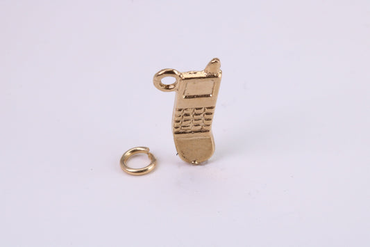 Cell Phone Charm, Traditional Charm, Made from Solid Yellow Gold, British Hallmarked, Complete with Attachment Link