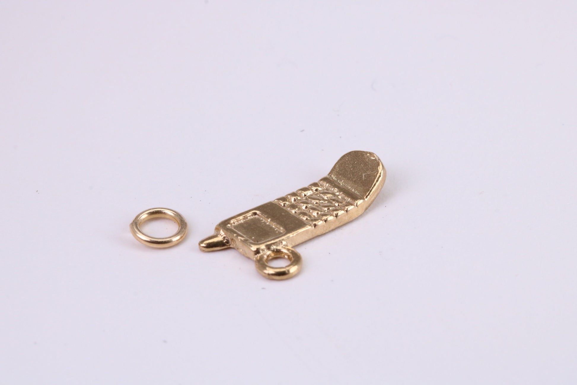 Cell Phone Charm, Traditional Charm, Made from Solid Yellow Gold, British Hallmarked, Complete with Attachment Link