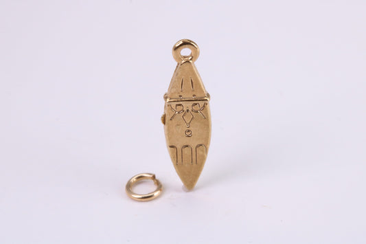 Surf Board Charm, Traditional Charm, Made from Solid Yellow Gold, British Hallmarked, Complete with Attachment Link