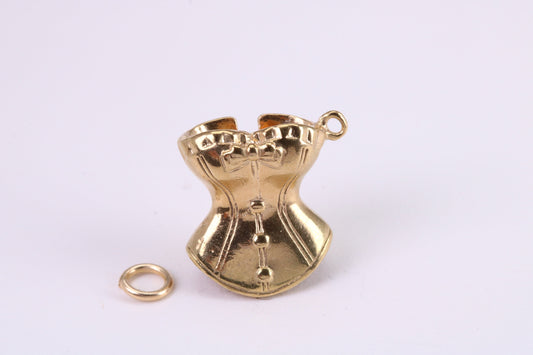 Corset Charm, Traditional Charm, Made from Solid Yellow Gold, British Hallmarked, Complete with Attachment Link