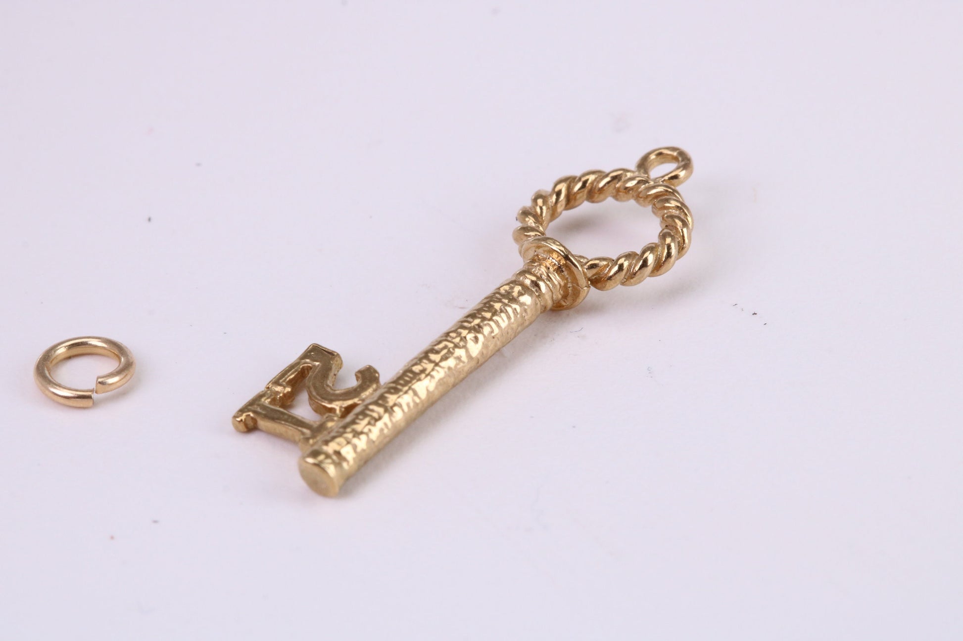 21st Birthday Key Charm, Traditional Charm, Made from Solid Yellow Gold, British Hallmarked, Complete with Attachment Link
