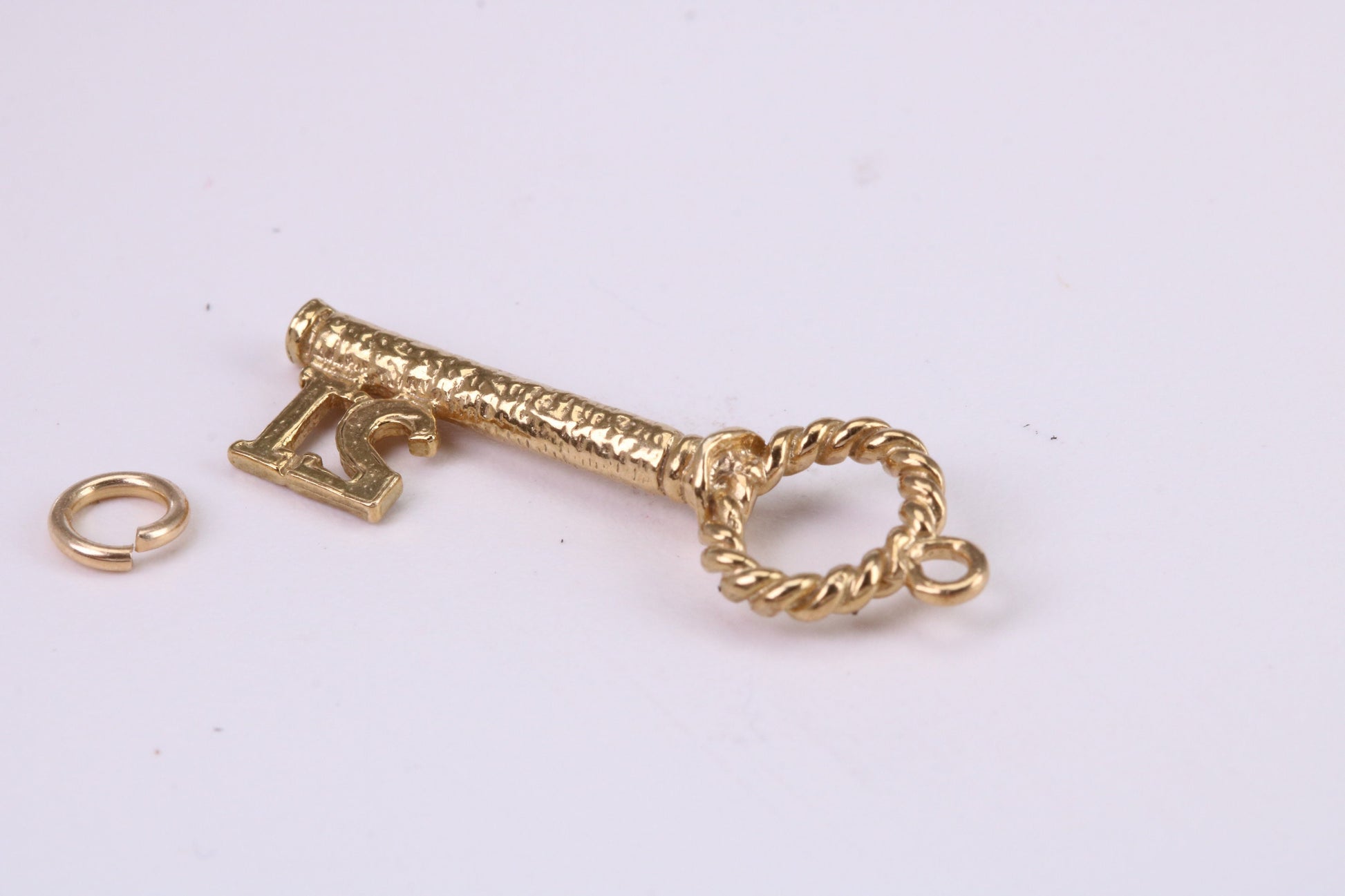 21st Birthday Key Charm, Traditional Charm, Made from Solid Yellow Gold, British Hallmarked, Complete with Attachment Link