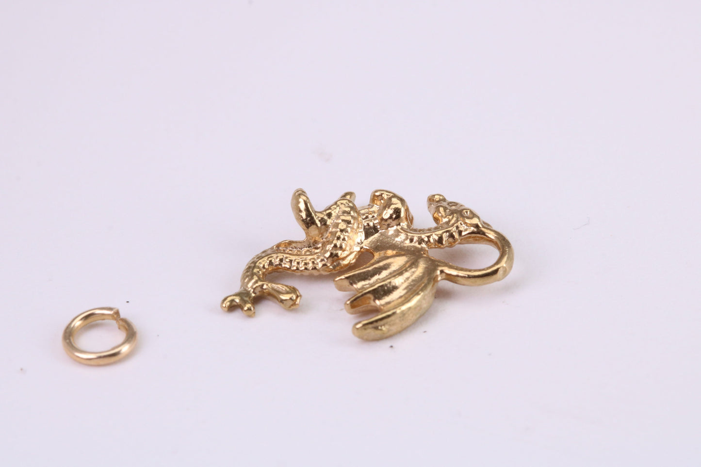 Dragon Charm, Traditional Charm, Made from Solid Yellow Gold, British Hallmarked, Complete with Attachment Link