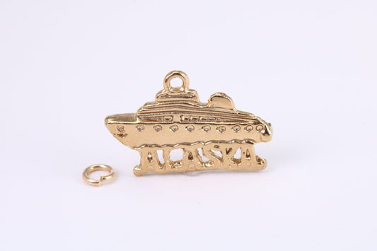 Alaska Cruise Charm, Traditional Charm, Made From Solid British Hallmarked yellow Gold, Complete with Attachment Link