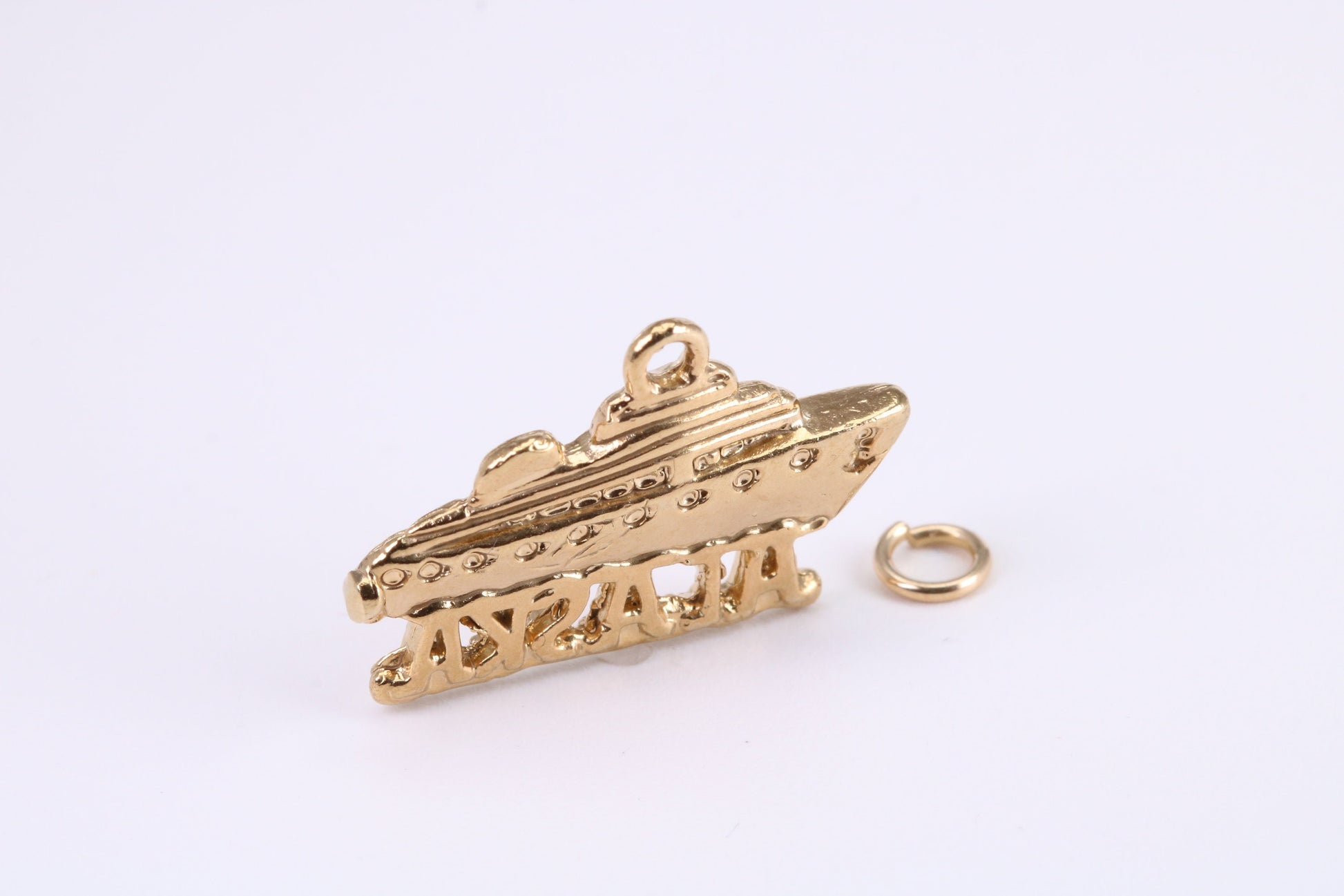 Alaska Cruise Charm, Traditional Charm, Made From Solid British Hallmarked yellow Gold, Complete with Attachment Link