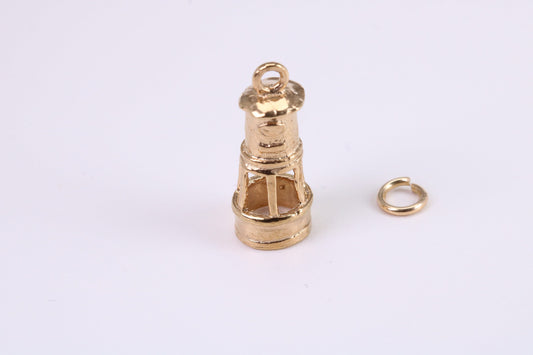 Lighthouse Charm, Traditional Charm, Made from Solid Yellow Gold, British Hallmarked, Complete with Attachment Link