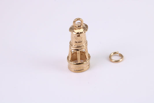 Lighthouse Charm, Traditional Charm, Made from Solid Yellow Gold, British Hallmarked, Complete with Attachment Link