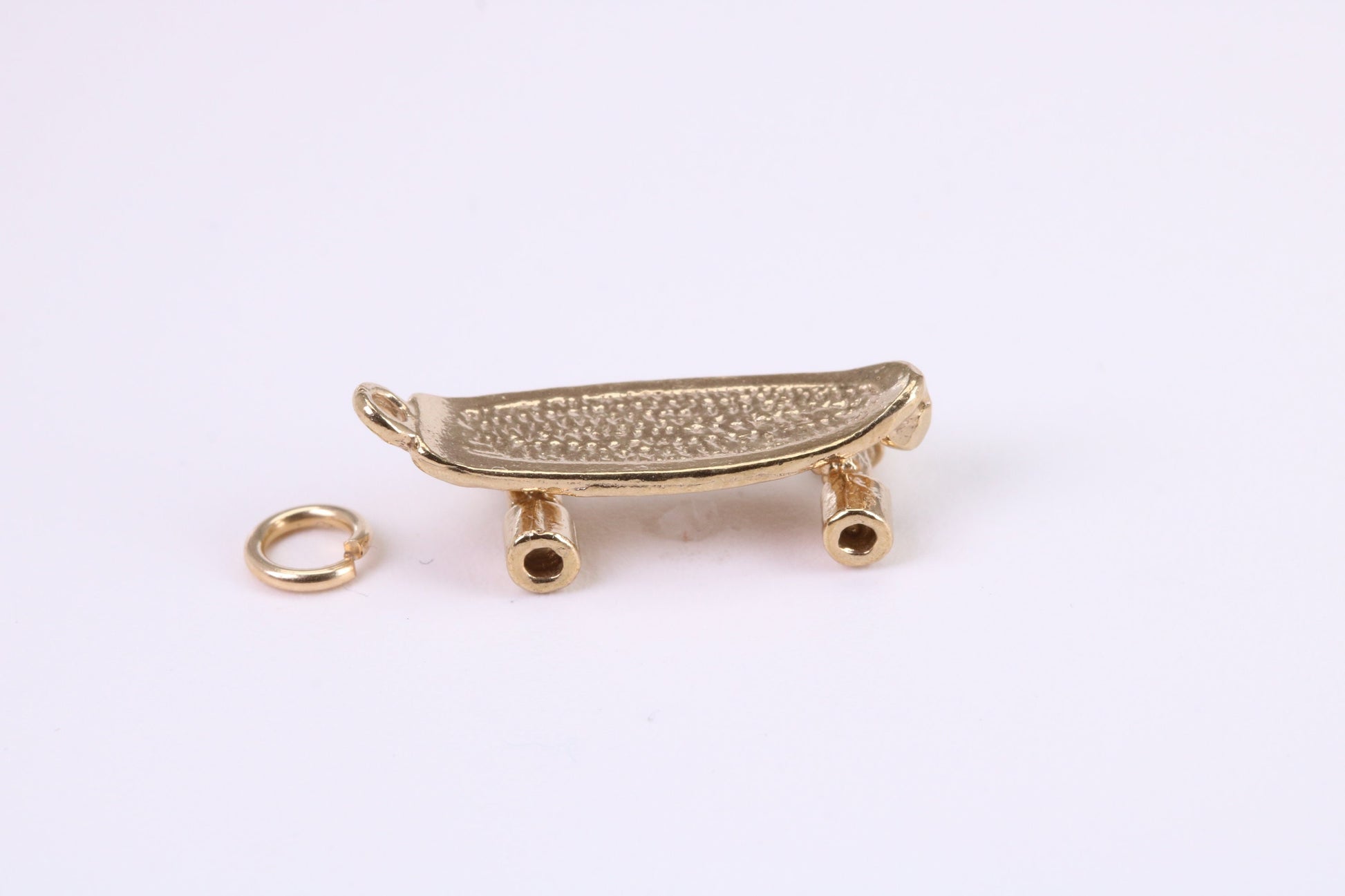 Skateboard Charm, Traditional Charm, Made from Solid Yellow Gold, British Hallmarked, Complete with Attachment Link