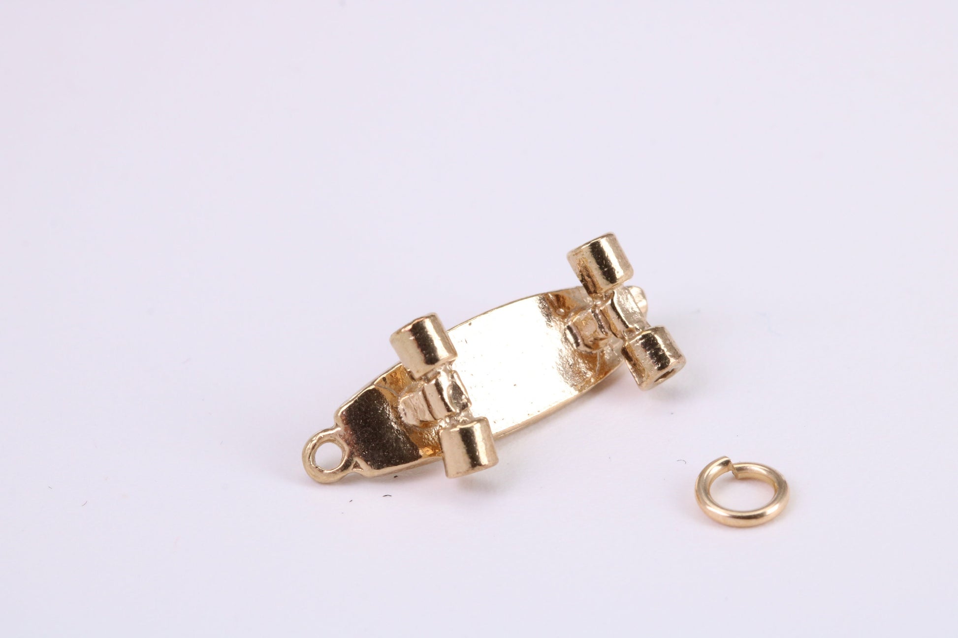 Skateboard Charm, Traditional Charm, Made from Solid Yellow Gold, British Hallmarked, Complete with Attachment Link