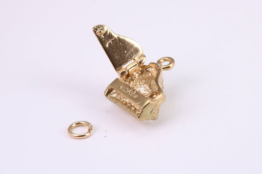 Grand Piano Charm, Traditional Charm, Made from Solid Yellow Gold, British Hallmarked, Complete with Attachment Link