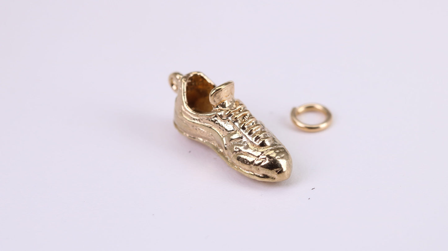 Trainer Shoe Charm, Traditional Charm, Made from Solid Yellow Gold, British Hallmarked, Complete with Attachment Link