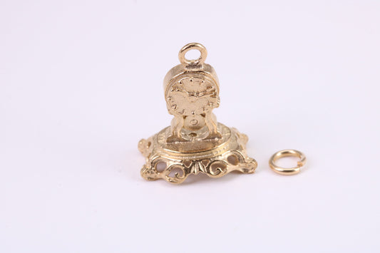 Mantle Clock Charm, Traditional Charm, Made from Solid Yellow Gold, British Hallmarked, Complete with Attachment Link