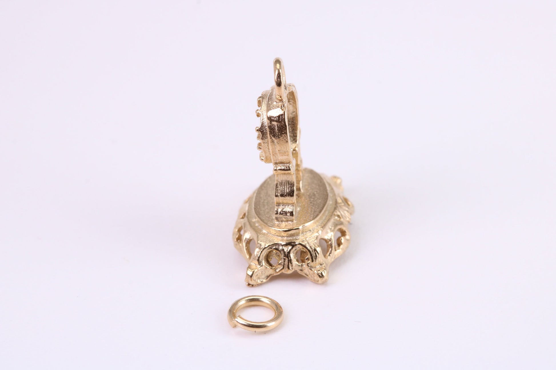 Mantle Clock Charm, Traditional Charm, Made from Solid Yellow Gold, British Hallmarked, Complete with Attachment Link