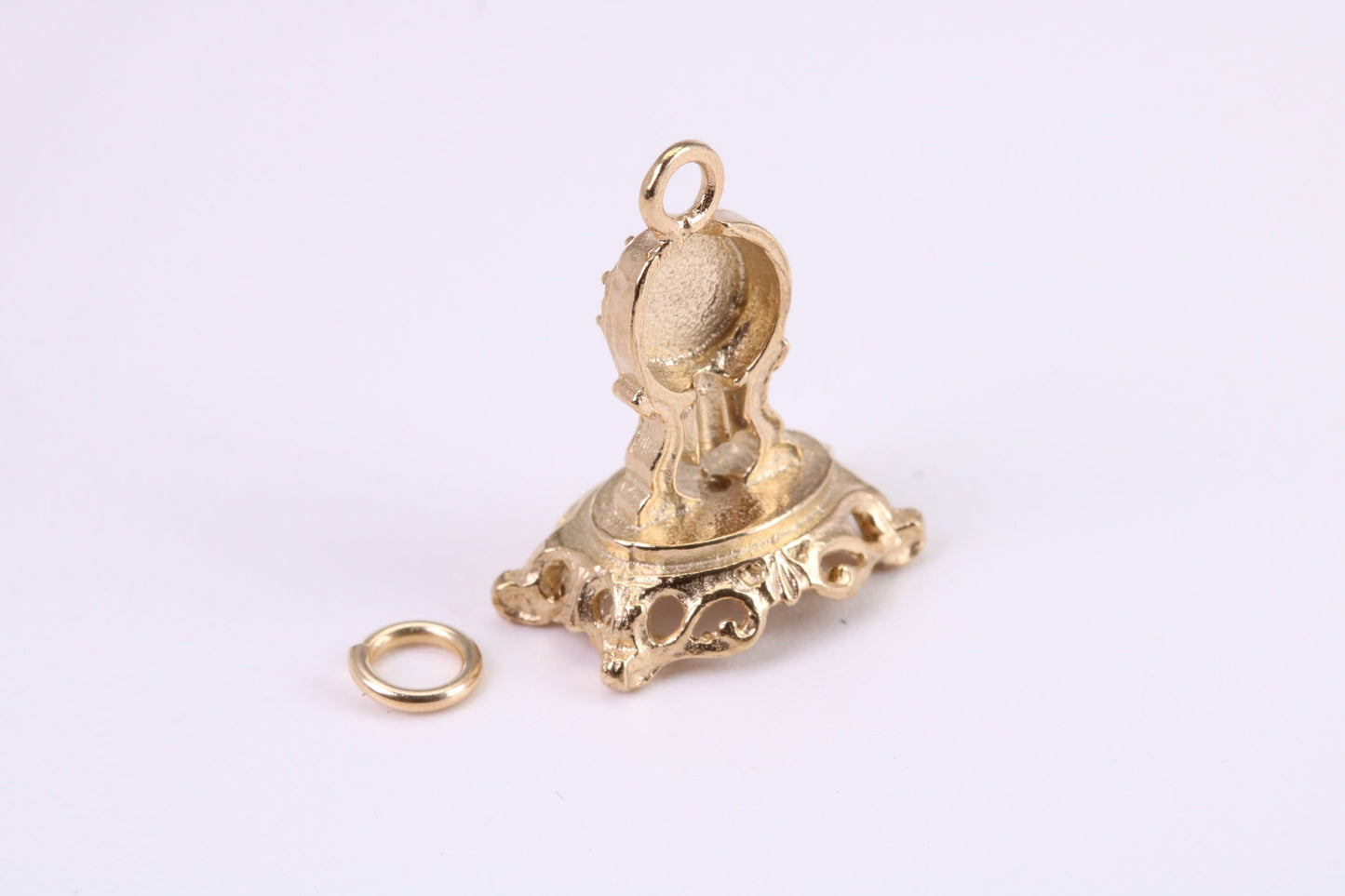 Mantle Clock Charm, Traditional Charm, Made from Solid Yellow Gold, British Hallmarked, Complete with Attachment Link