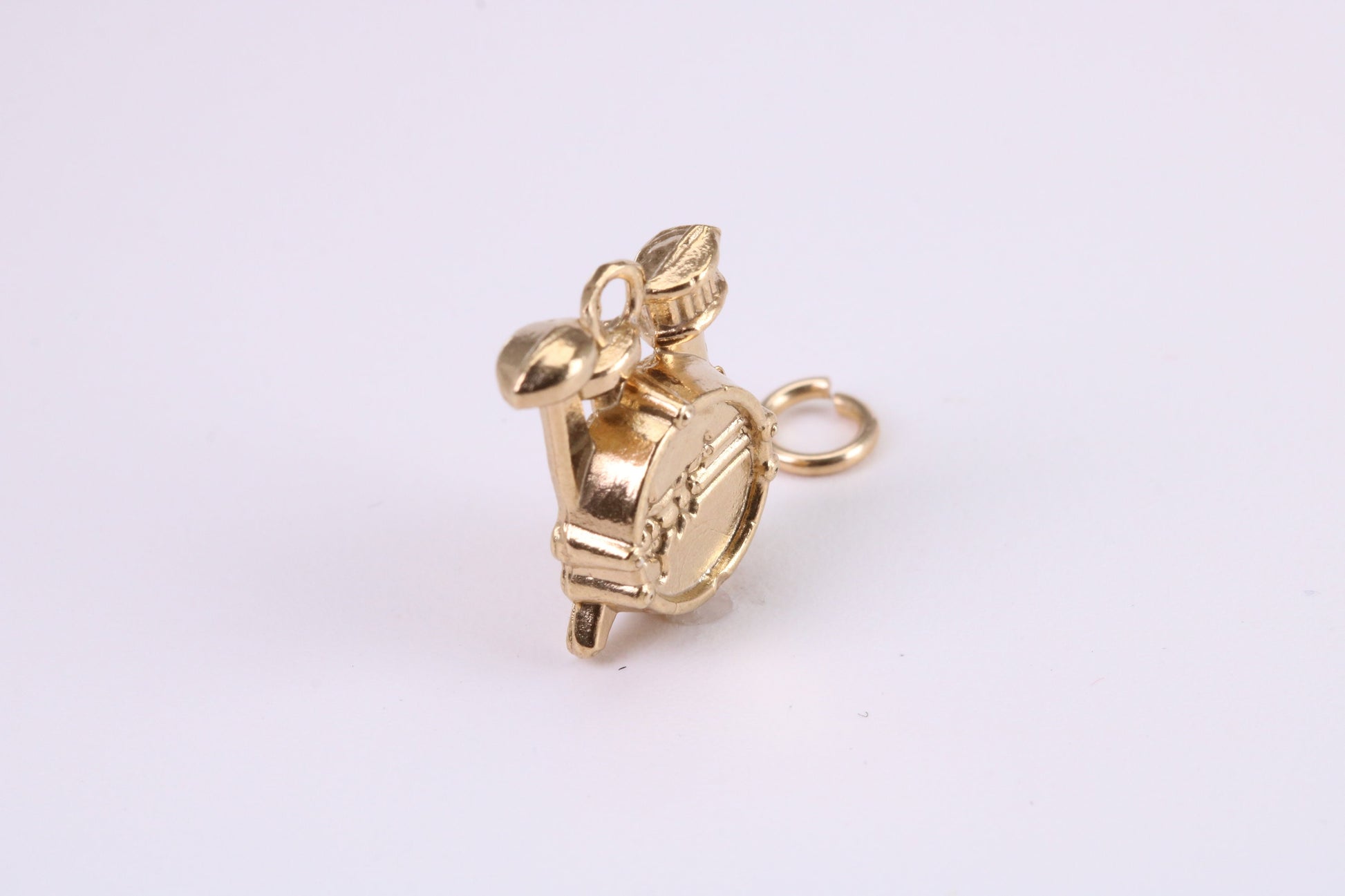 Drum Set Charm, Traditional Charm, Made from Solid Yellow Gold, British Hallmarked, Complete with Attachment Link