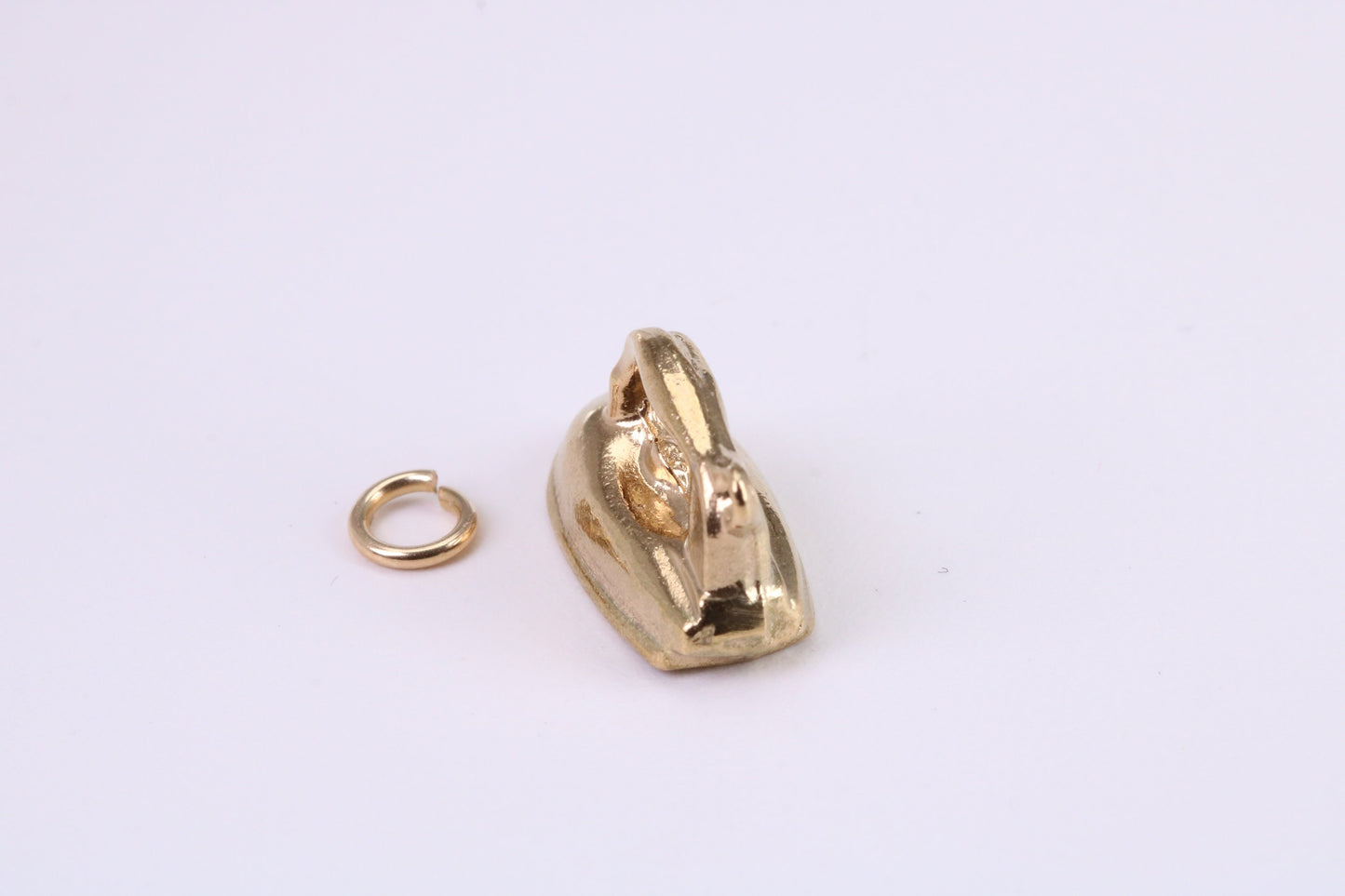 Iron Charm, Traditional Charm, Made from Solid Yellow Gold, British Hallmarked, Complete with Attachment Link