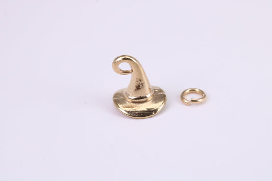 Wizards Hat Charm, Traditional Charm, Made from Solid Yellow Gold, British Hallmarked, Complete with Attachment Link