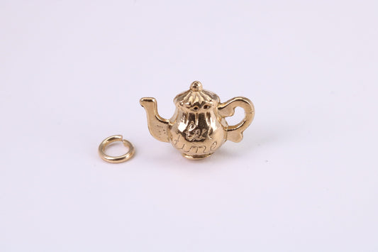 Tea Pot Charm, Traditional Charm, Made from Solid Yellow Gold, British Hallmarked, Complete with Attachment Link