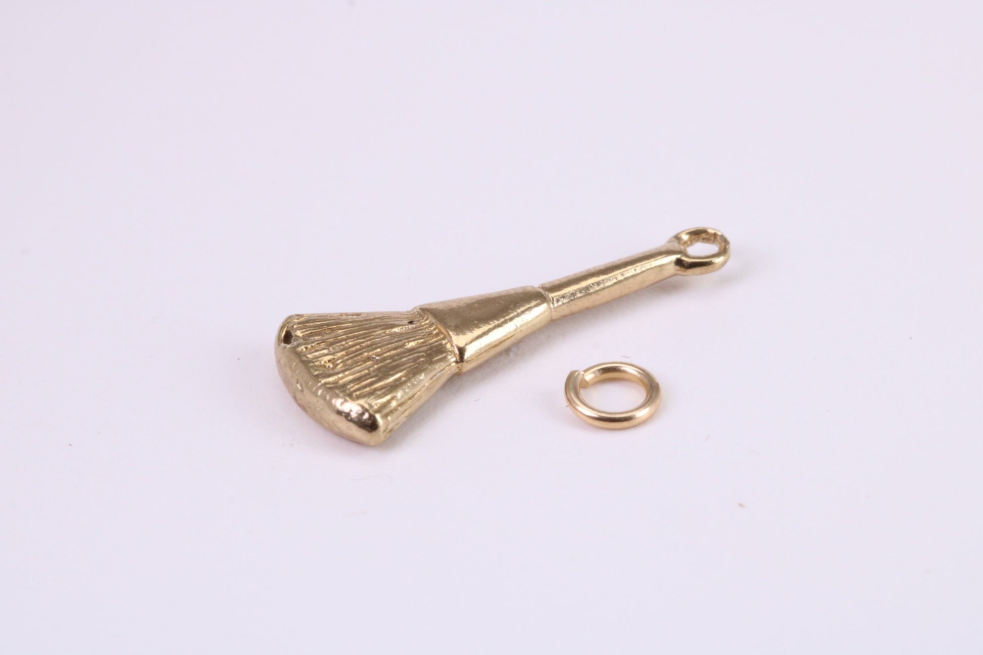 Make Up Brush Charm, Traditional Charm, Made from Solid Yellow Gold, British Hallmarked, Complete with Attachment Link