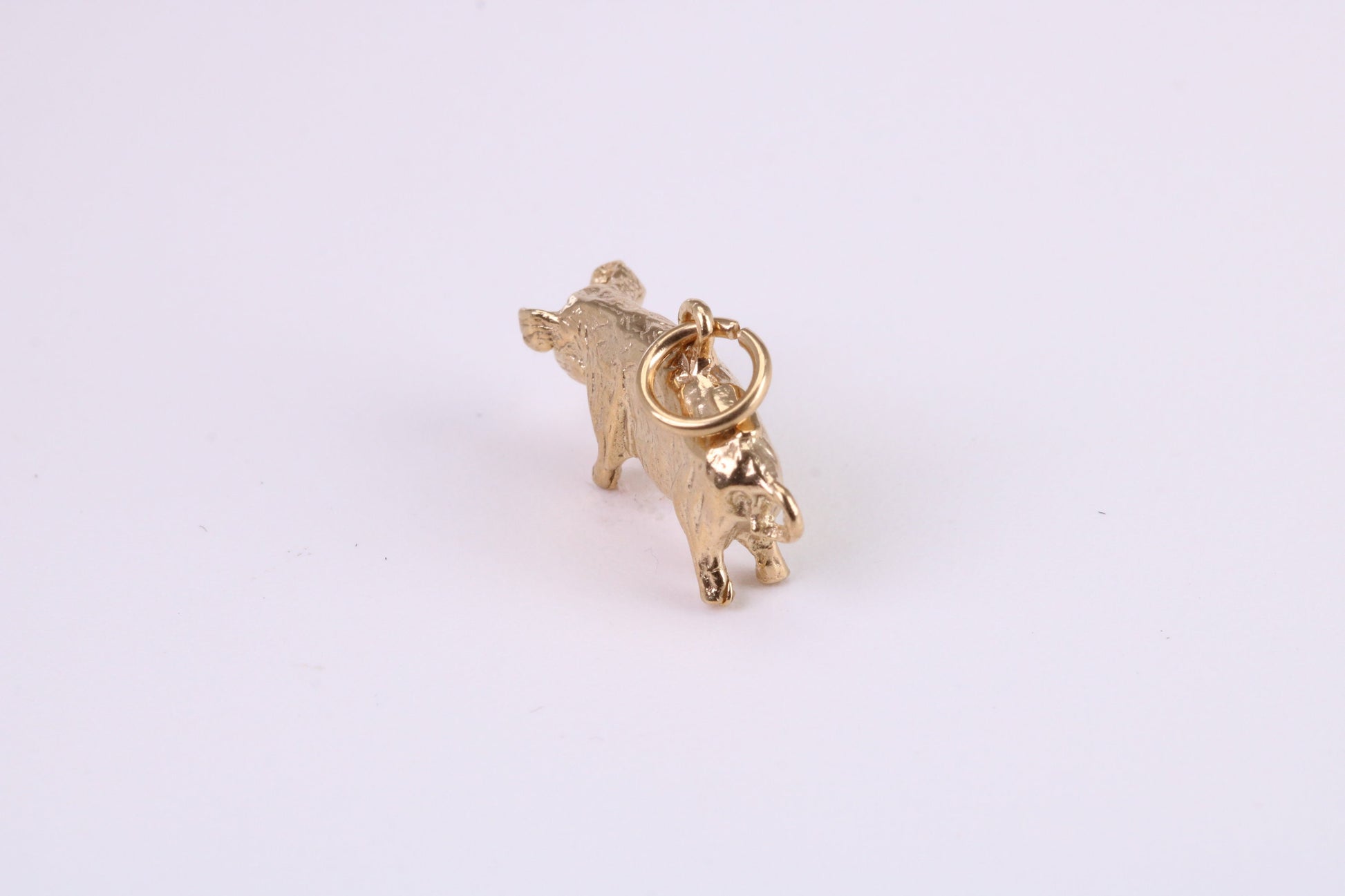 Farm Pig Charm, Traditional Charm, Made from Solid Yellow Gold, British Hallmarked, Complete with Attachment Link