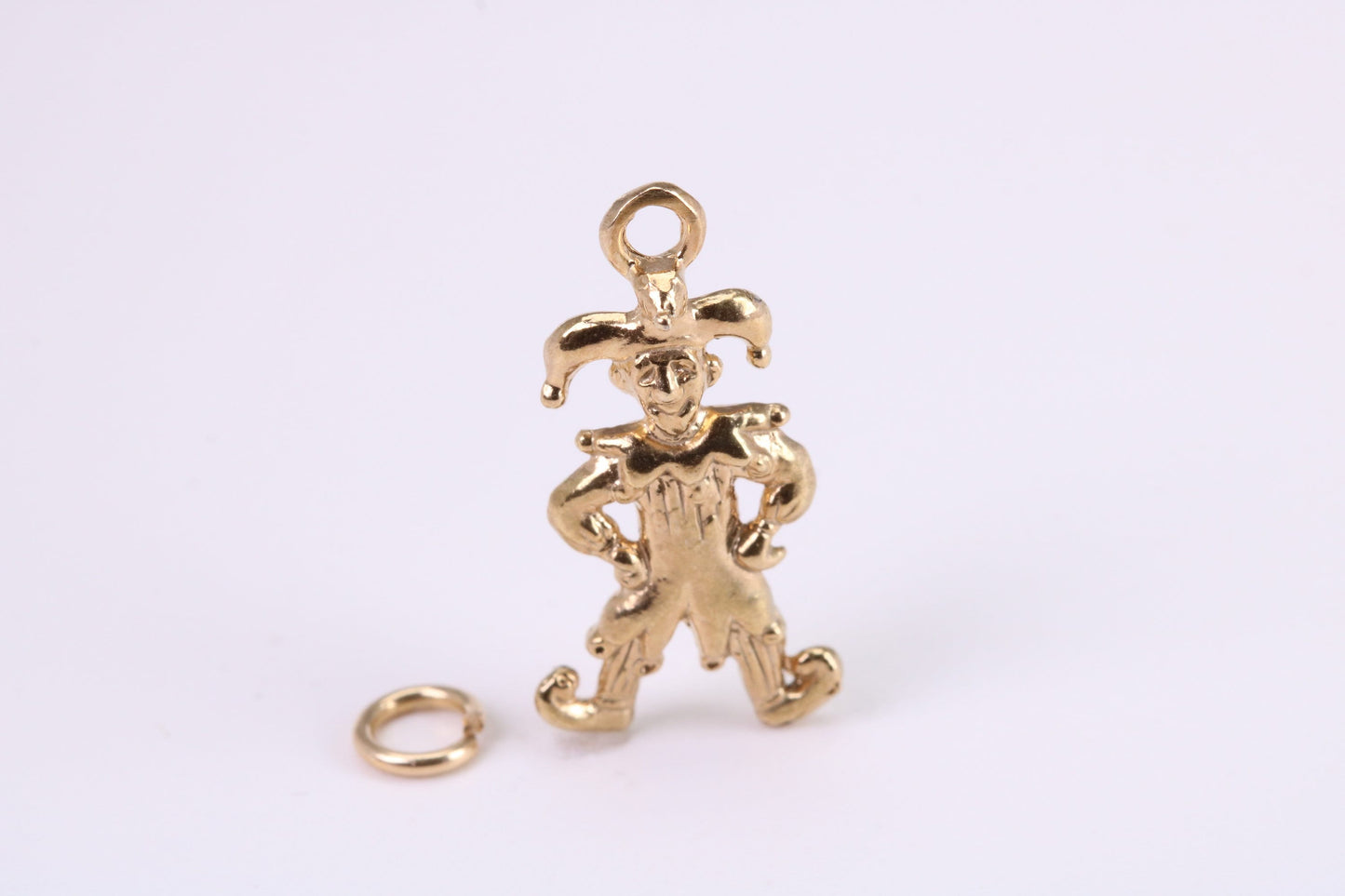 Jester Charm, Traditional Charm, Made from Solid Yellow Gold, British Hallmarked, Complete with Attachment Link