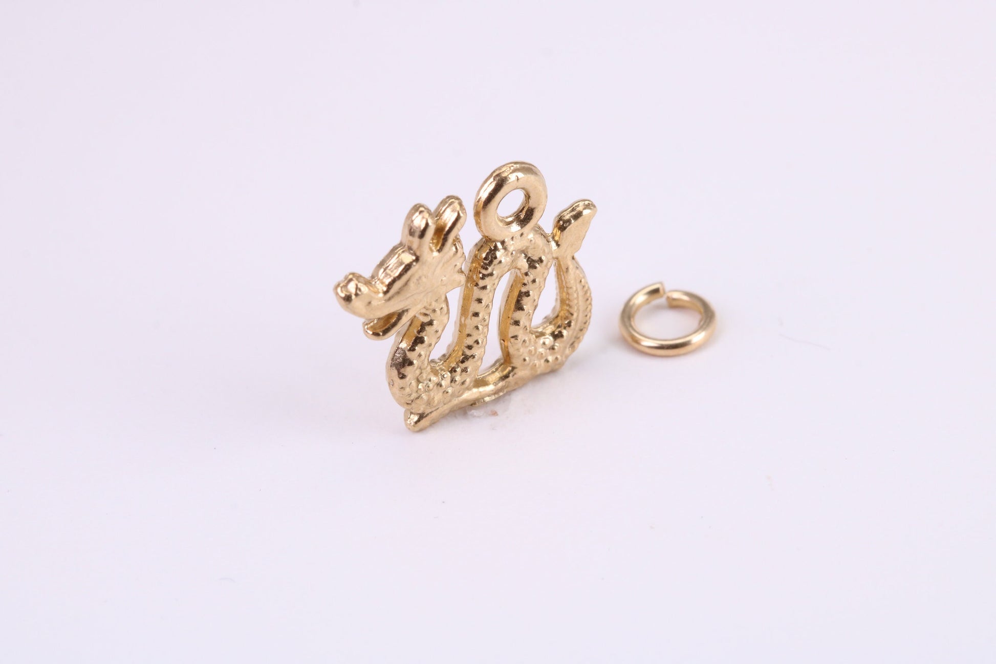 Chinese Dragon Charm, Traditional Charm, Made from Solid Yellow Gold, British Hallmarked, Complete with Attachment Link