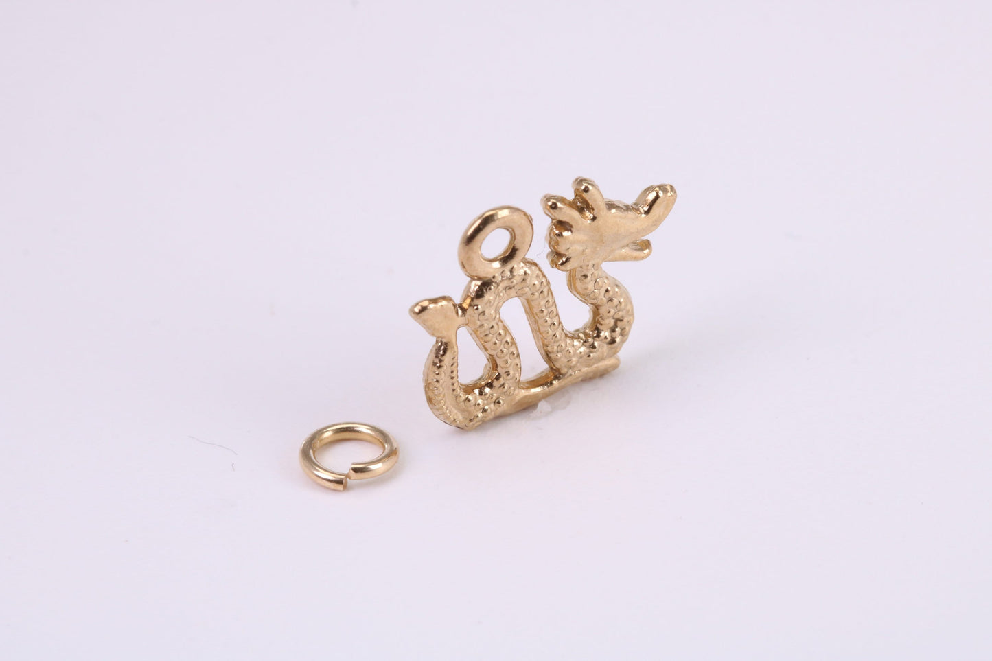 Chinese Dragon Charm, Traditional Charm, Made from Solid Yellow Gold, British Hallmarked, Complete with Attachment Link