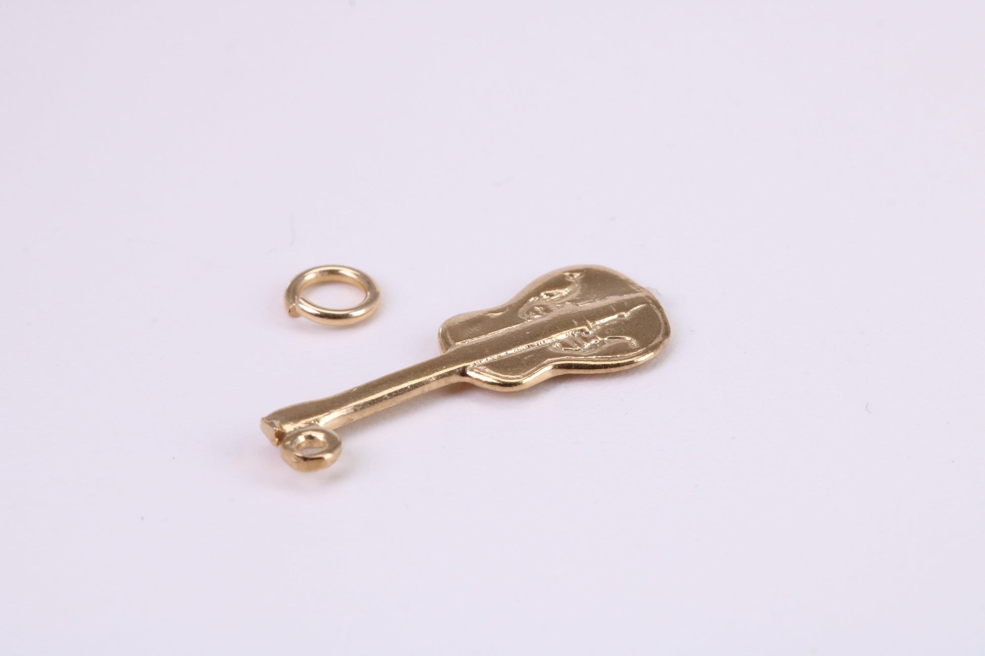 Guitar Charm, Traditional Charm, Made from Solid Yellow Gold, British Hallmarked, Complete with Attachment Link