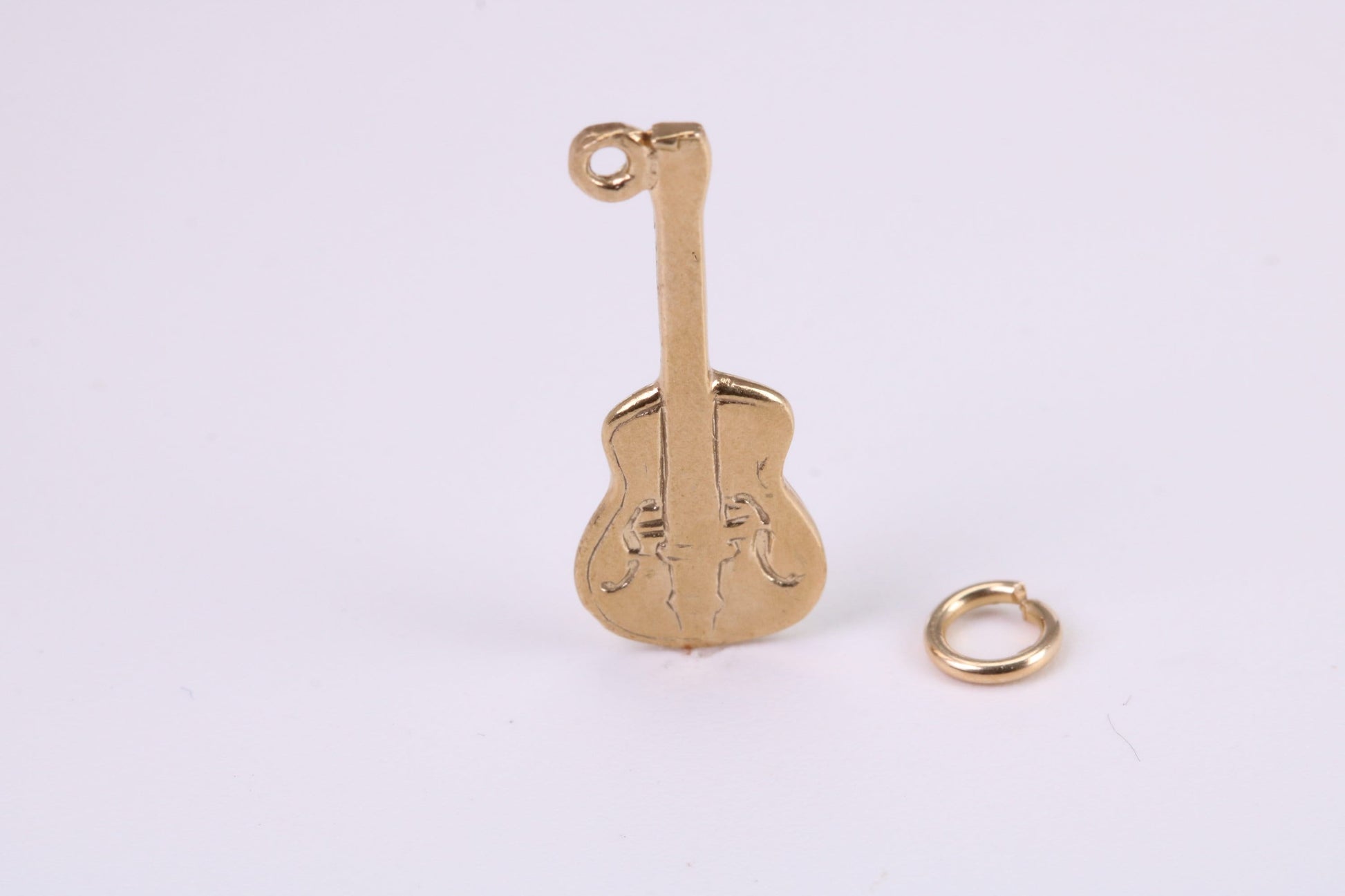 Guitar Charm, Traditional Charm, Made from Solid Yellow Gold, British Hallmarked, Complete with Attachment Link