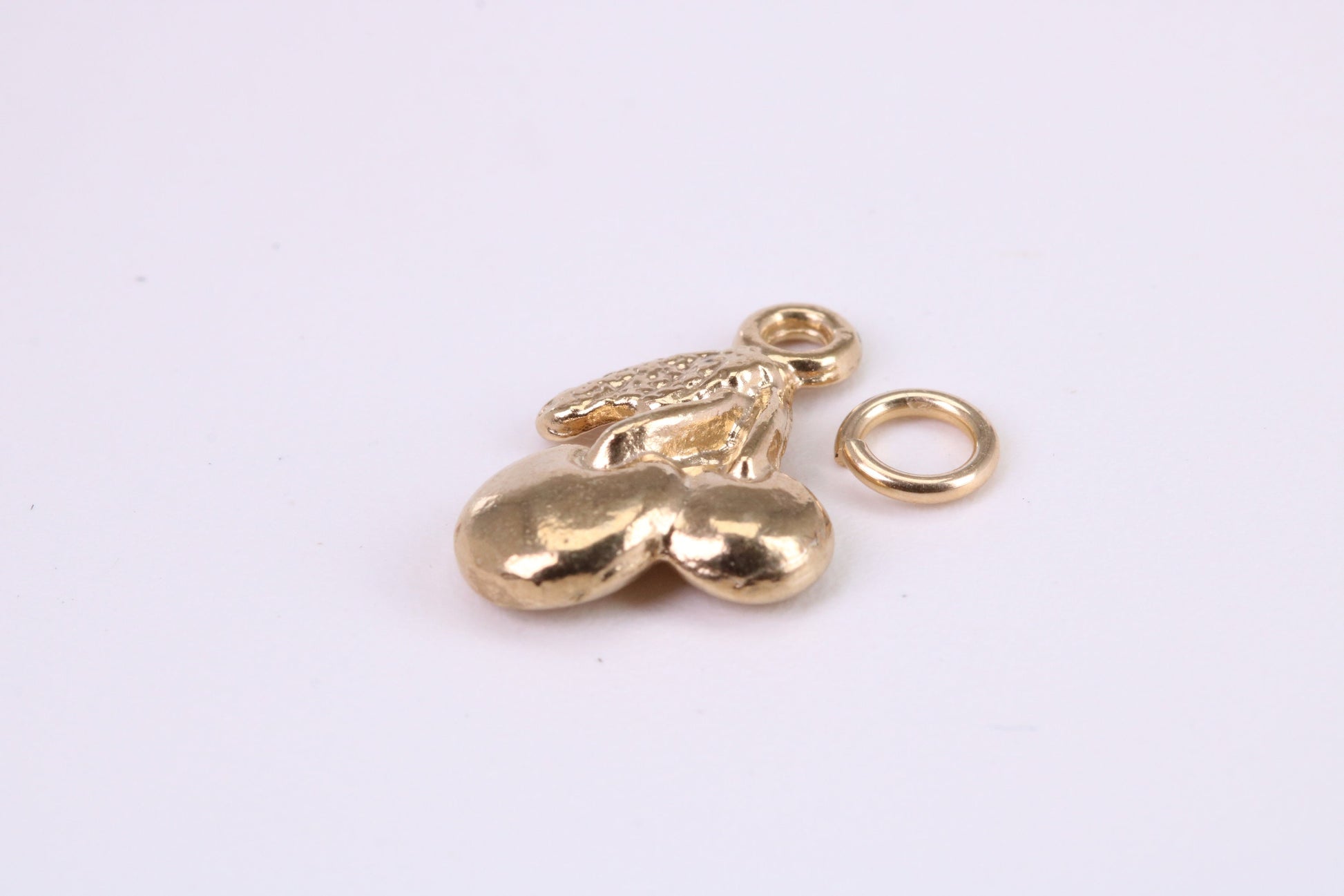 Cherries Charm, Traditional Charm, Made from Solid Yellow Gold, British Hallmarked, Complete with Attachment Link