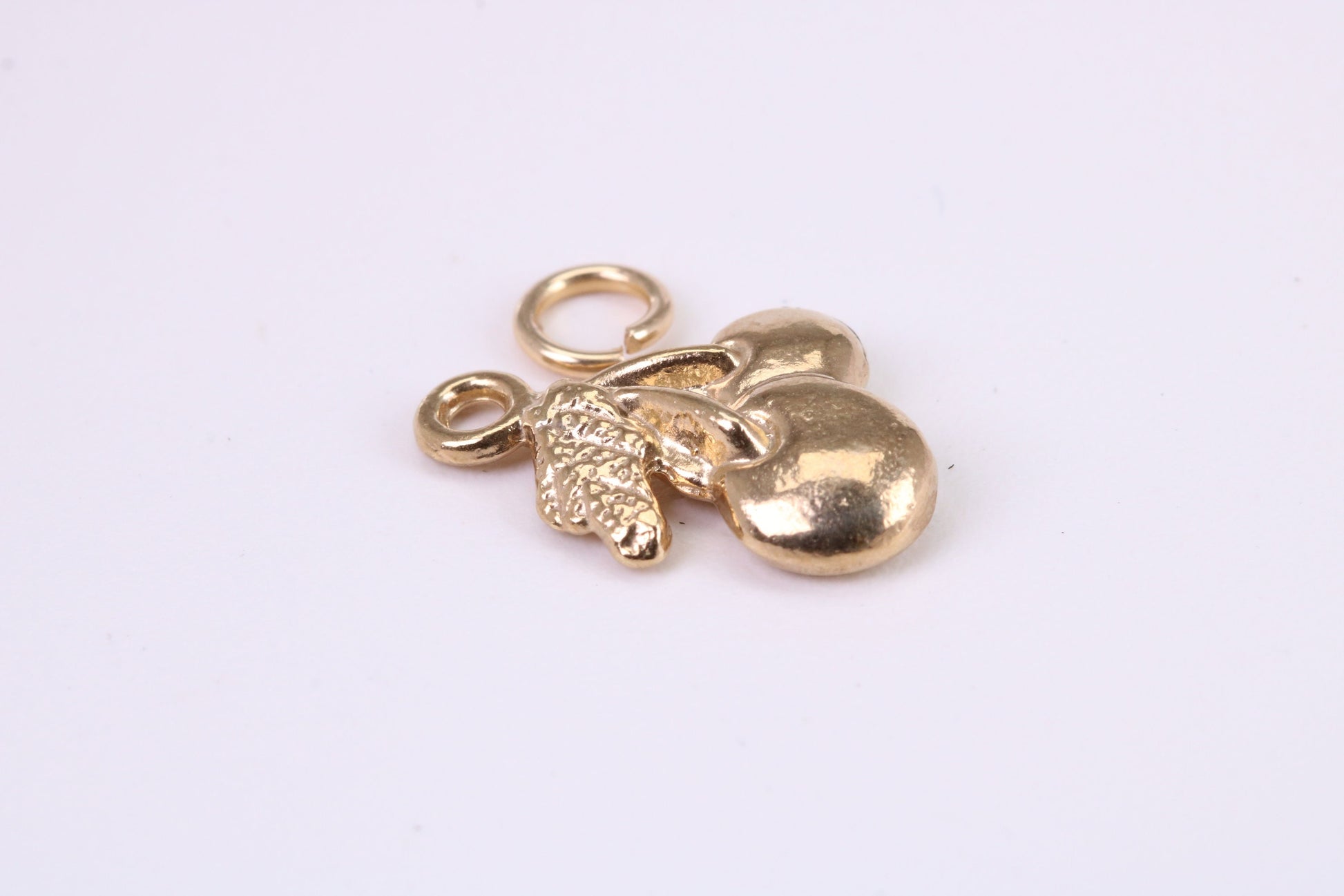 Cherries Charm, Traditional Charm, Made from Solid Yellow Gold, British Hallmarked, Complete with Attachment Link