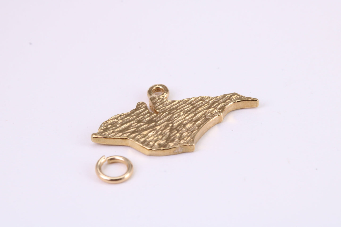 Map of Isle of White Charm, Traditional Charm, Made from Solid Yellow Gold, British Hallmarked, Complete with Attachment Link