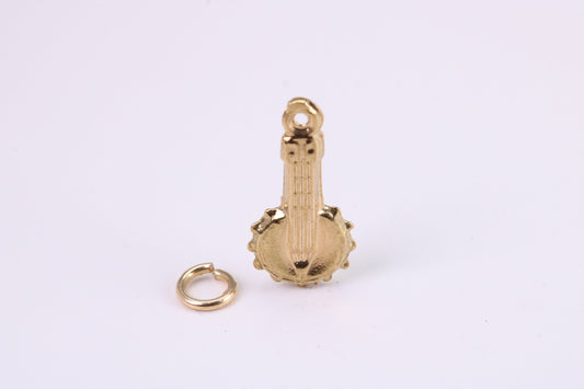 Banjo Charm, Traditional Charm, Made from Solid Yellow Gold, British Hallmarked, Complete with Attachment Link