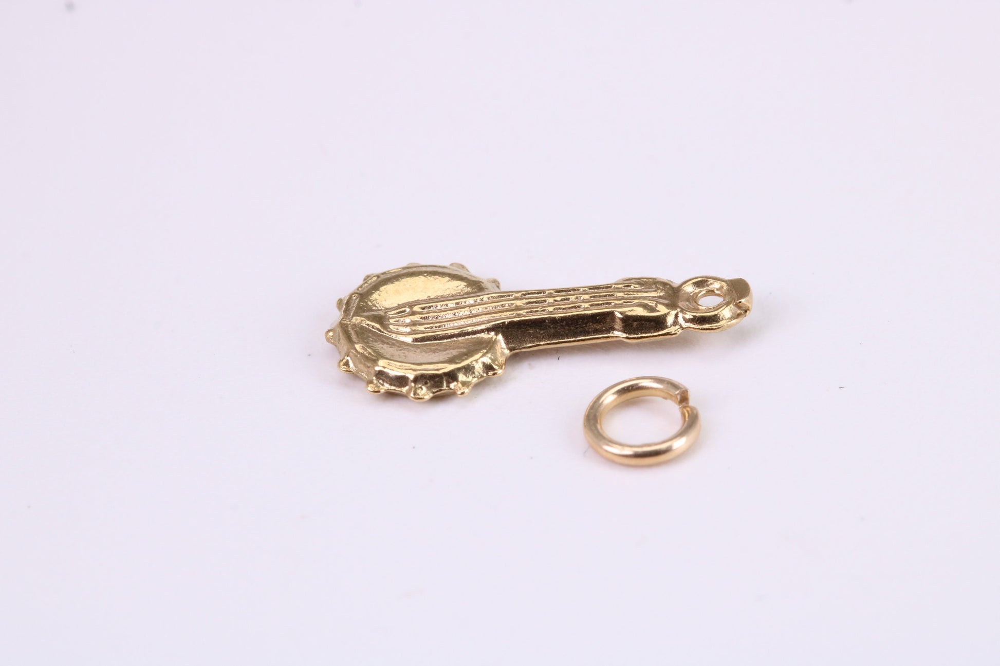 Banjo Charm, Traditional Charm, Made from Solid Yellow Gold, British Hallmarked, Complete with Attachment Link